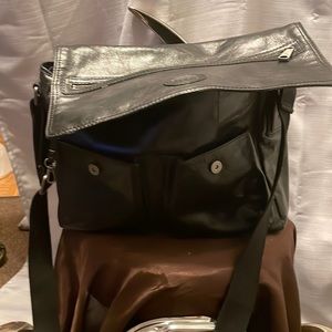 Fossil transit EW Messenger bag in black leather .